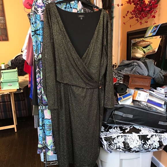 chaya Dresses & Skirts - 💘NWT🔖 ✨Chaya 24W Sexy Blk & Gold Glittery Dress✨